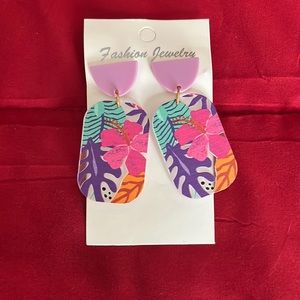 Hawaii flower tropical dangle earrings